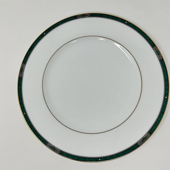 Noritake Emerald Crest 4130 Dinner Plate 10.5” Green Gold White NWT - Picture 11 of 16